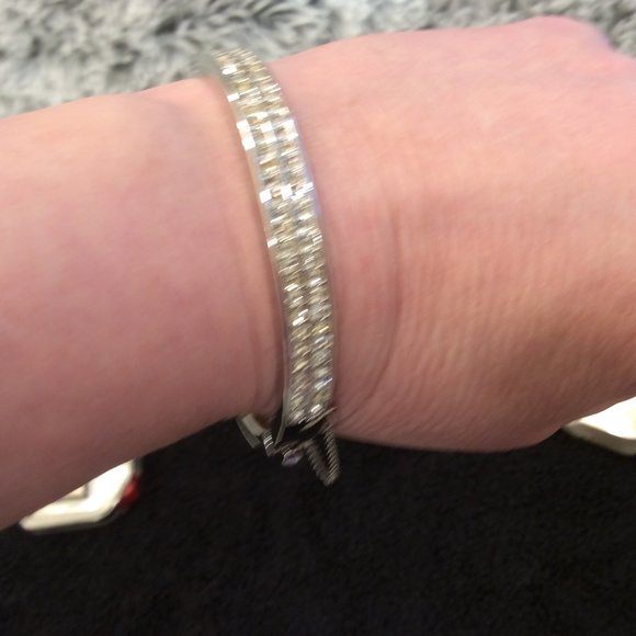 Vintage Swarovski Silver Crystal Bangle Bracelet - Picture 6 of 16
